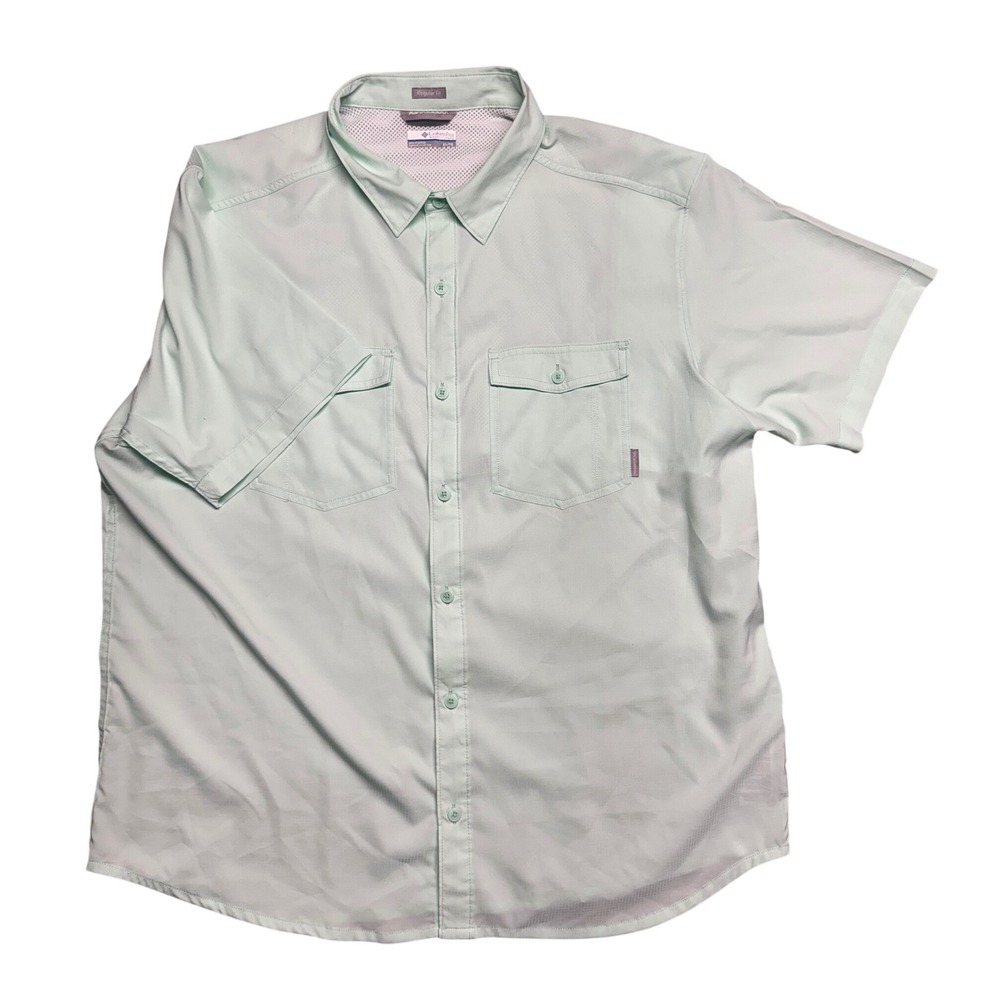 Columbia Mens XL Mint Green Short Sleeve Regular Fit Vented Fishing Shirt